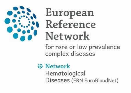 European Reference Network logo with accompanying text: European Reference Network for rare or low prevalence complex diseases — Network: Hematological Diseases (ERN EuroBloodNet). This graphic links to the ERN EuroBloodNet website.